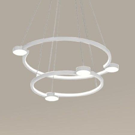 Lampadario A Sospensione Led 60w 2 Cerchi Con Telecomando Design Moderno Bianco 71101