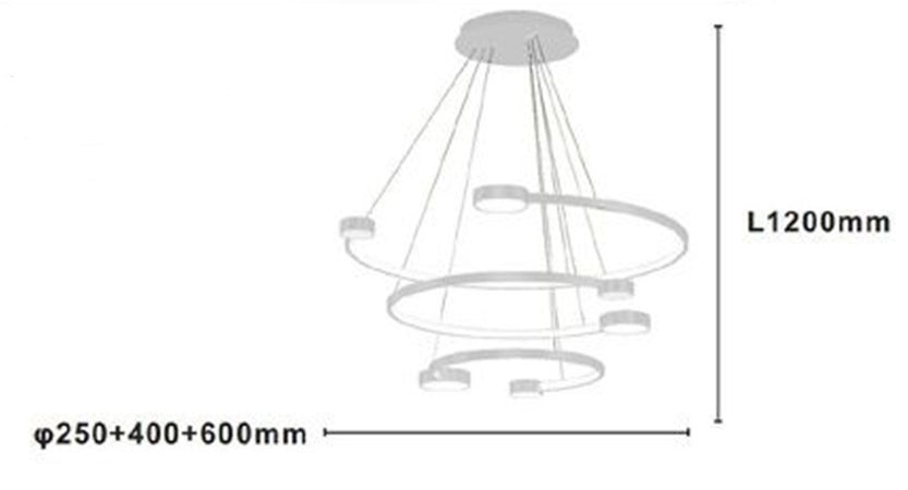 Lampadario A Sospensione Led 65w 3 Semi Cerchi Con Telecomando Design Moderno Bianco 71378