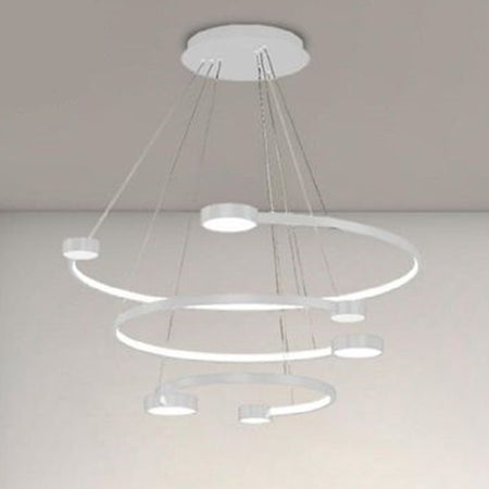 Lampadario A Sospensione Led 65w 3 Semi Cerchi Con Telecomando Design Moderno Bianco 71378