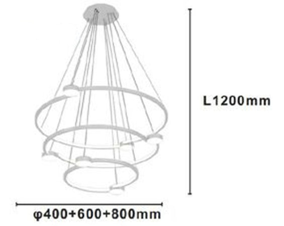 Lampadario A Sospensione Led 96w 3 Cerchi Con Telecomando Design Moderno Bianco 71132