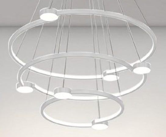 Lampadario A Sospensione Led 96w 3 Cerchi Con Telecomando Design Moderno Bianco 71132