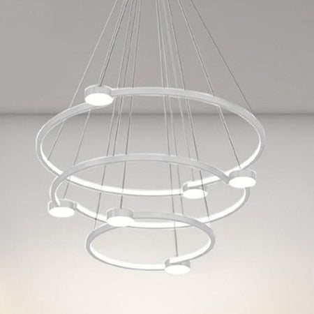 Lampadario A Sospensione Led 96w 3 Cerchi Con Telecomando Design Moderno Bianco 71132