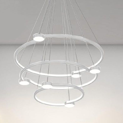 Lampadario A Sospensione Led 96w 3 Cerchi Con Telecomando Design Moderno Bianco 71132