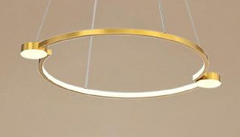 Lampadario A Sospensione Led 20w Cerchio Con Telecomando Design Moderno Oro 71088