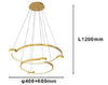 Lampadario A Sospensione Led 60w 2 Cerchi Con Telecomando Design Moderno Oro 71118