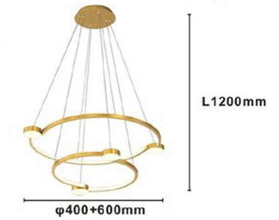 Lampadario A Sospensione Led 60w 2 Cerchi Con Telecomando Design Moderno Oro 71118