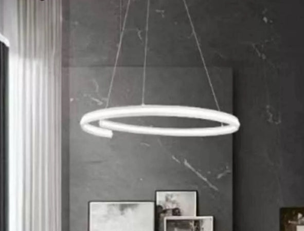 Lampadario Led Moderno A Semicerchio 100w A Sospensione Luce 6500k 70cm Bianco 33429