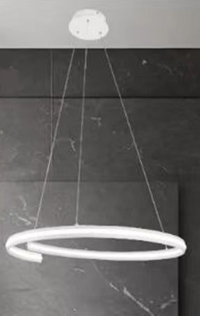 Lampadario Led Moderno A Semicerchio 100w A Sospensione Luce 6500k 70cm Bianco 33429