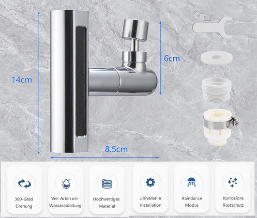 Aeratore Per Rubinetto 4 In 1 Lavello Estensione Cascata Per Cucina Bagno Argento