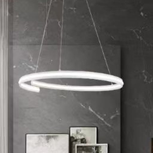 Lampadario Led Moderno A Semicerchio 100w A Sospensione Luce 4000k 70cm Bianco 33436