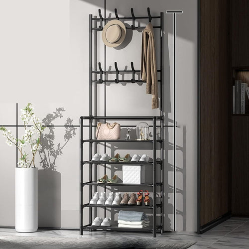 Scarpiera Cappelliera Da Terra Casa Appendiabiti 3 In 1 Panca Scarpe Con 8 Ganci