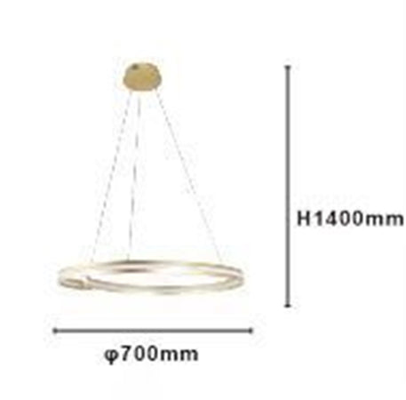 Lampadario Led Moderno A Semicerchio 100w A Sospensione Luce 4000k 70cm Oro 33450