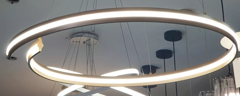 Lampadario Led Moderno A Semicerchio 100w A Sospensione Luce 6500k 70cm Oro 33443