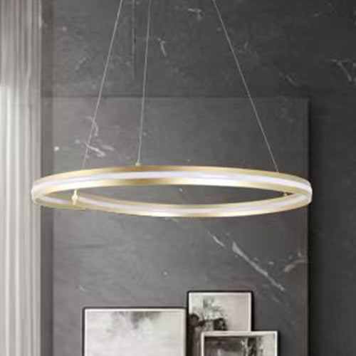 Lampadario Led Moderno A Semicerchio 100w A Sospensione Luce 6500k 70cm Oro 33443