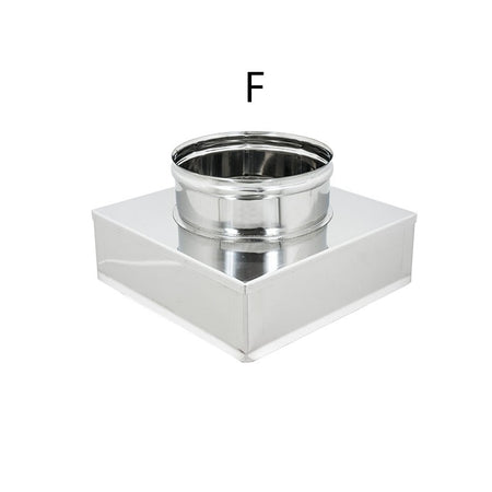 Riduzione inox AISI 304 da base quadra 300x300mm a tonda F variabile