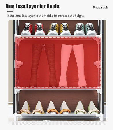 Scarpiera A 10 Ripiani Copertura Antipolvere Organizer Corridoio Ingresso 58x30x158cm