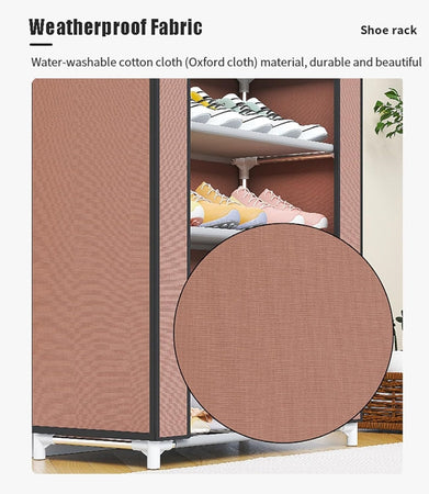 Scarpiera A 10 Ripiani Copertura Antipolvere Organizer Corridoio Ingresso 58x30x158cm