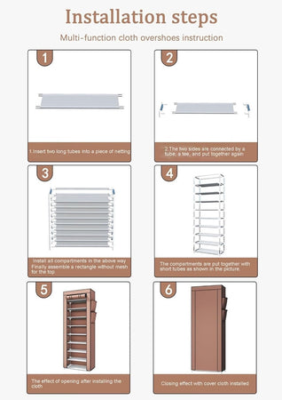 Scarpiera A 10 Ripiani Copertura Antipolvere Organizer Corridoio Ingresso 58x30x158cm