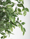 Pianta artificiale Ficus con foglie in tessuto, tronco in legno, vaso in plastica