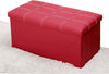Pouf Contenitore Rettangolare Sgabello Poggiapiedi Per Coperte Scarpe Giocattoli Rosso