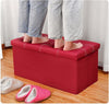 Pouf Contenitore Rettangolare Sgabello Poggiapiedi Per Coperte Scarpe Giocattoli Rosso