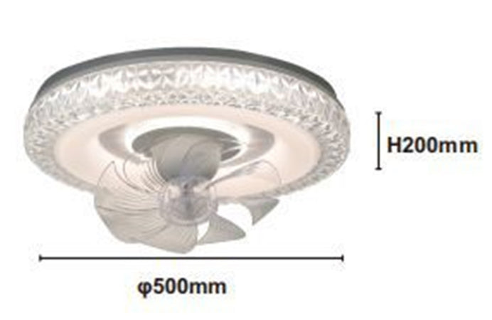 Plafoniera Soffitto Tonda Cristalli Ventola Lampada Ventilatore Luce 3200k-6500k 33238