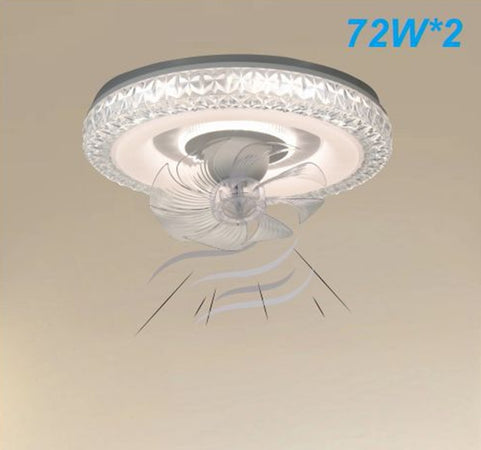 Plafoniera Soffitto Tonda Cristalli Ventola Lampada Ventilatore Luce 3200k-6500k 33238