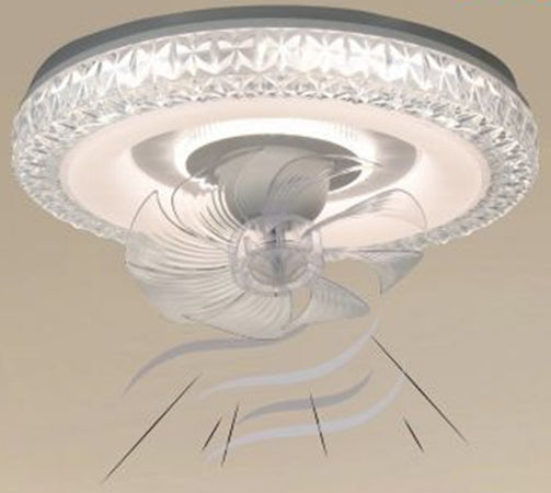 Plafoniera Soffitto Tonda Cristalli Ventola Lampada Ventilatore Luce 3200k-6500k 33238