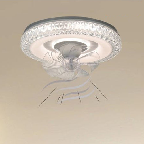 Plafoniera Soffitto Tonda Cristalli Ventola Lampada Ventilatore Luce 3200k-6500k 33238
