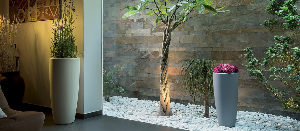 Vaso Cromia Stilo rotondo e alto tinta unita per esterno ed interno "Made in Italy"