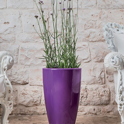 Vaso Cromia Prisma rotondo decorazione in resina Made in Italy da h 50 cm