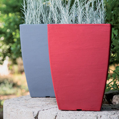 Vaso Cromia Adone quadrato decorazione in resina Made in Italy da h 38 cm