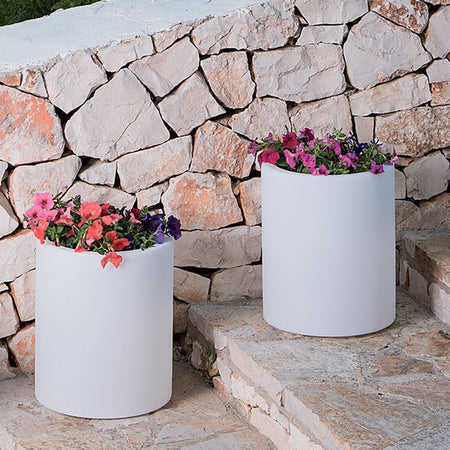 Vaso Cromia Venusio cilindrico decorazione in resina "Made in Italy" da Ø 40 x h 50 cm