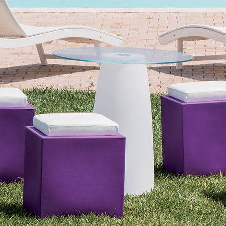Poltroncina Comfy Square pouf in resina con cuscino alto confortevole Made in Italy