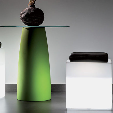 Poltroncina luminosa Square Bright quadrata con led pouf "Made in Italy" per esterno