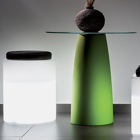 Poltroncina luminosa Round Bright rotonda con led pouf "Made in Italy" per esterno