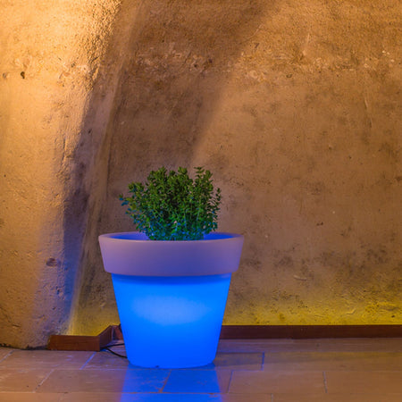 Vaso luminoso Gemma Bright rotondo con led lanterna decorazione "Made in Italy" per esterno
