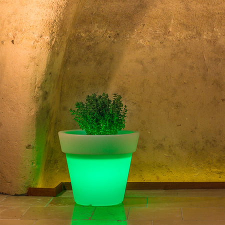 Vaso luminoso Gemma Bright rotondo con led lanterna decorazione "Made in Italy" per esterno