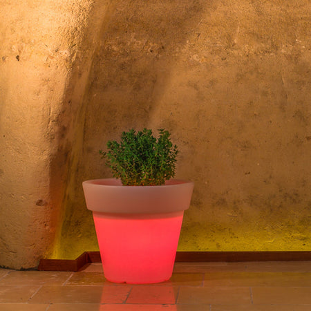 Vaso luminoso Gemma Bright rotondo con led lanterna decorazione "Made in Italy" per esterno