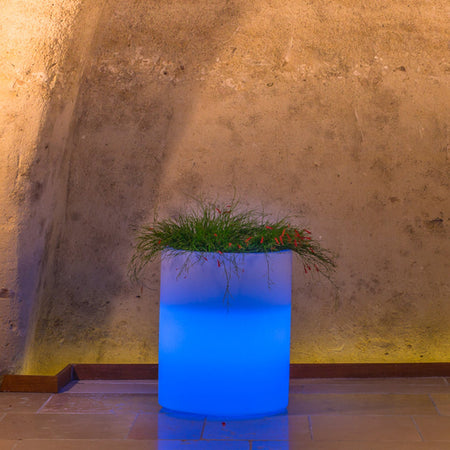 Vaso luminoso Venusio Bright rotondo decorazione con led per esterno "Made in Italy"