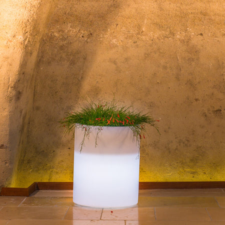 Vaso luminoso Venusio Bright rotondo decorazione con led per esterno "Made in Italy"