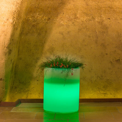 Vaso luminoso Venusio Bright rotondo decorazione con led per esterno Made in Italy