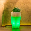 Vaso luminoso Stilo Square Bright decorazione con led per esterno Made in Italy
