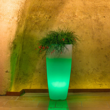 Vaso luminoso Stilo Round Bright decorazione con led per esterno "Made in Italy"