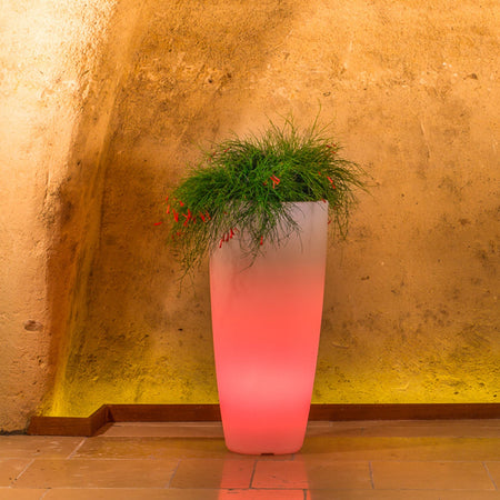 Vaso luminoso Stilo Round Bright decorazione con led per esterno "Made in Italy"