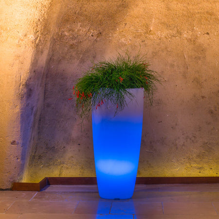 Vaso luminoso Stilo Round Bright decorazione con led per esterno "Made in Italy"