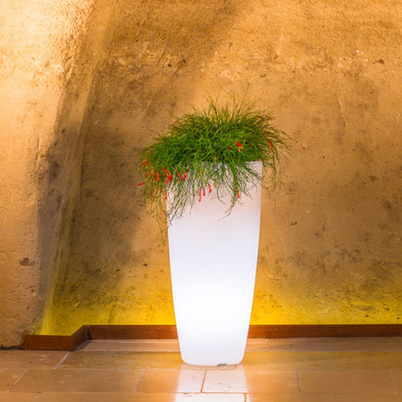 Vaso luminoso Stilo Round Bright decorazione con led per esterno "Made in Italy"