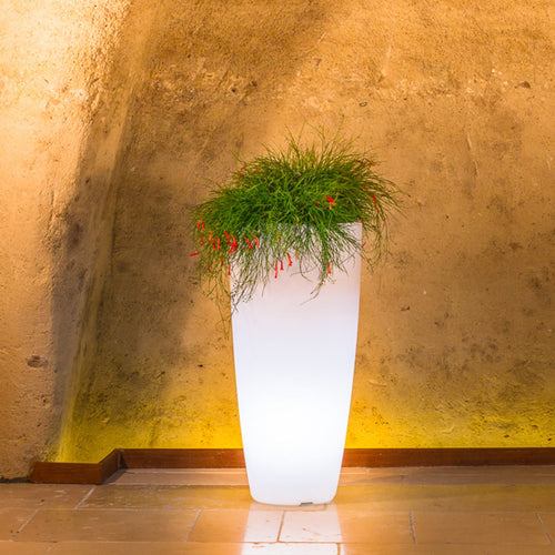 Vaso luminoso Stilo Round Bright decorazione con led per esterno Made in Italy