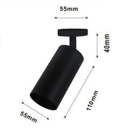Faretto Nero Attacco Gu10 Applique A Cilindro Soffitto Parete Per Interni Ip20 00700