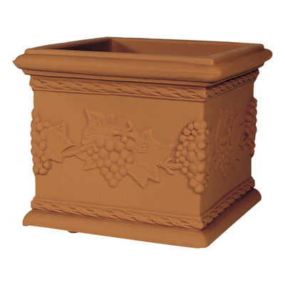 Vaso Quadro Uva quadrato in resina con decorazione per esterno Made in Italy